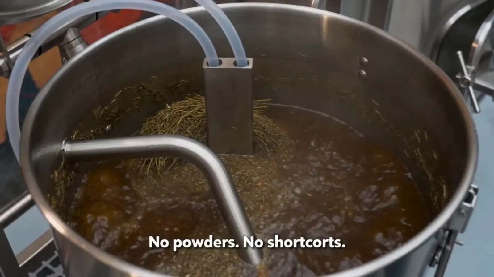Brewing herbs in the kettle